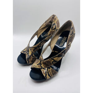 Michael Kors Strappy Sandals Women’s 6.5 Animal Snake Print Open Toe Shoes Heels